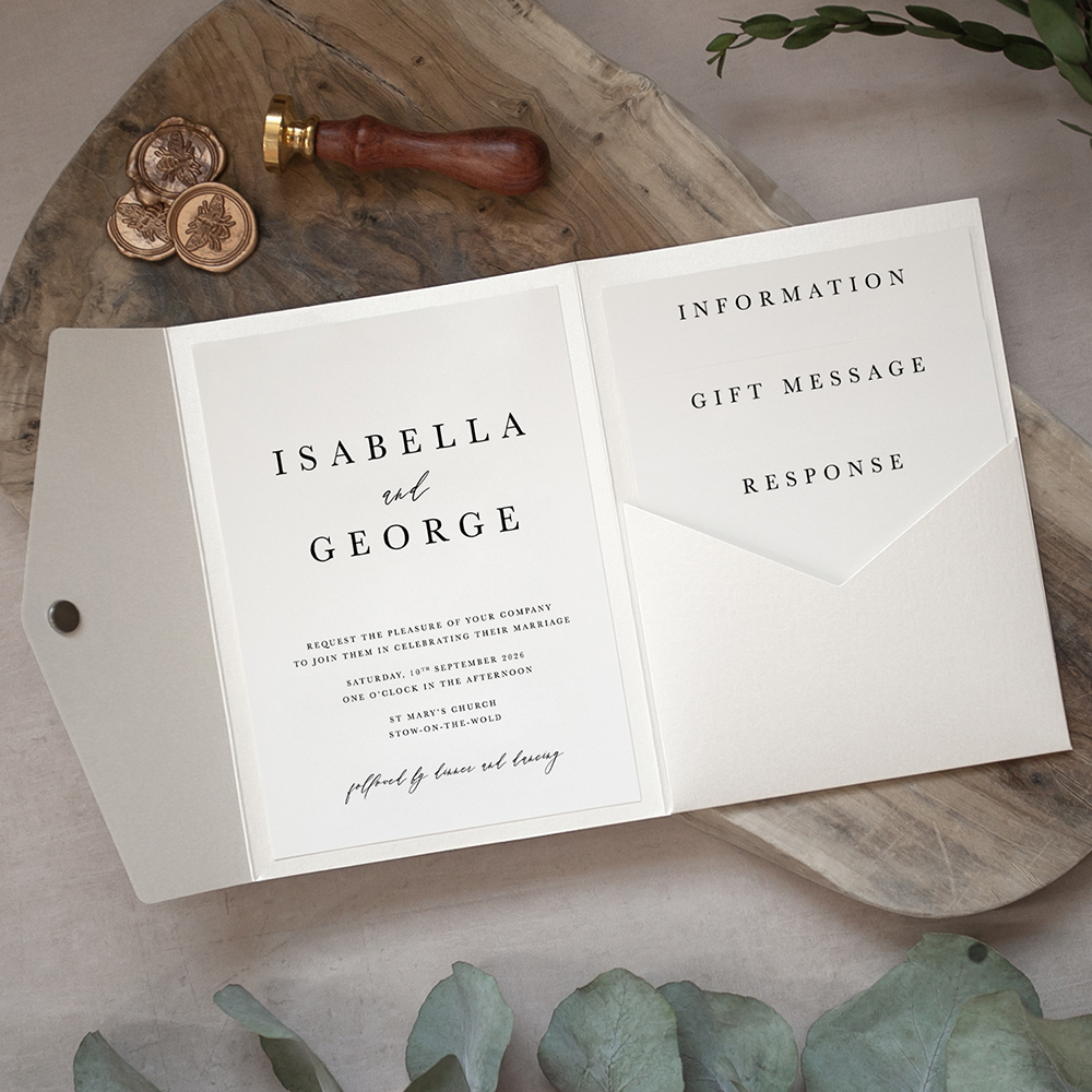 Pocketfold Wedding Invitations Calligraphy 7 Classic